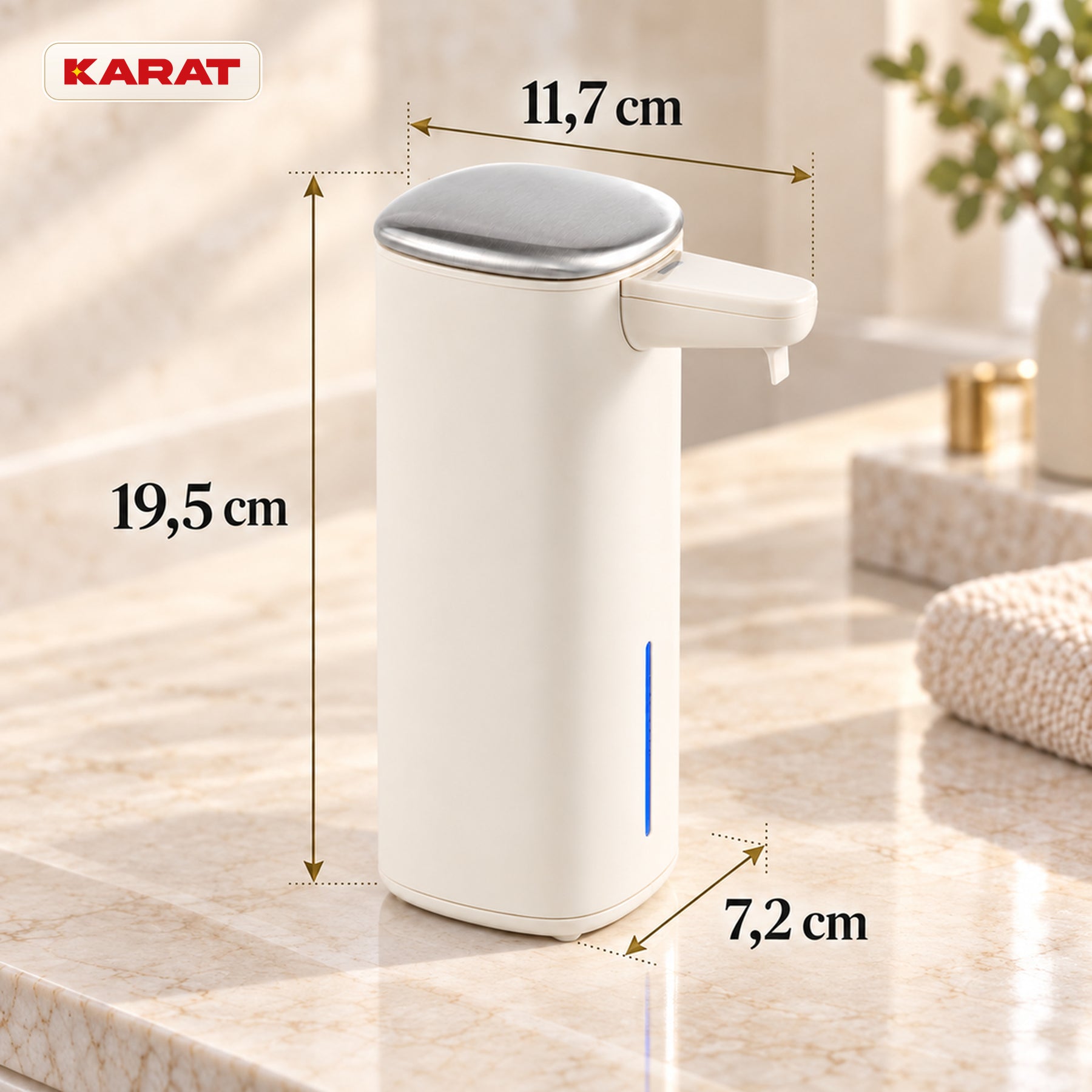 Automatisk skumsæbedispenser | Liora | Berøringsfri sæbedispenser med sensor, USB-C-batteri & rustfrit stål | 250 ml