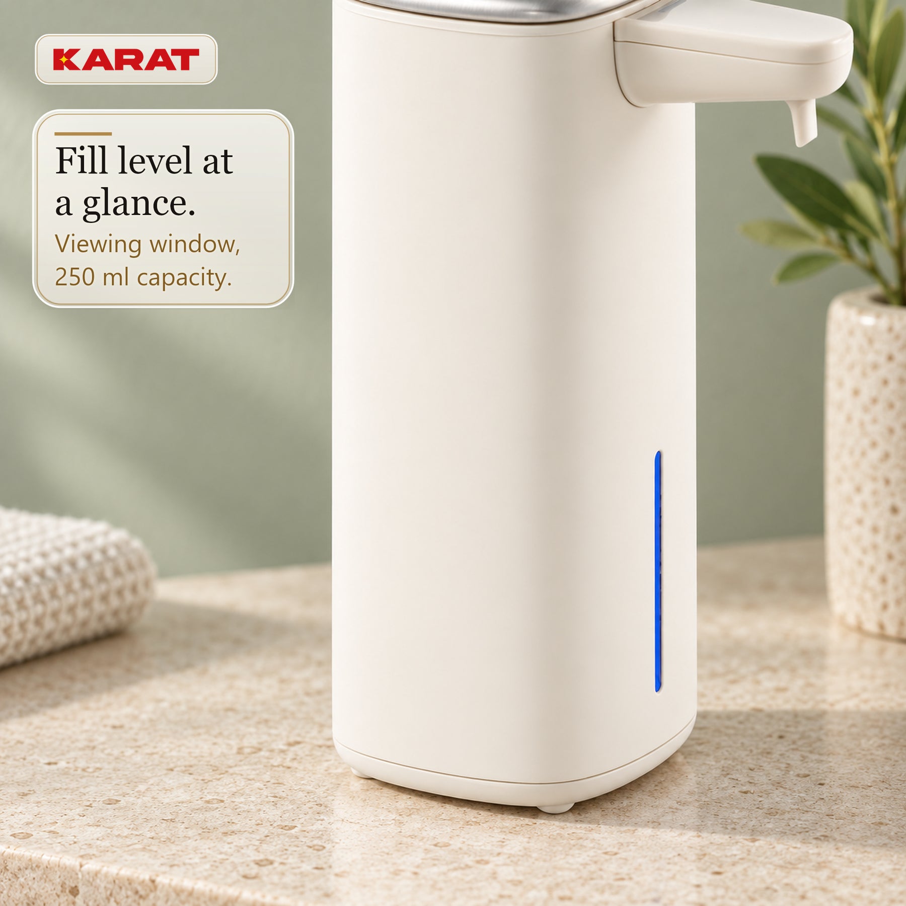 Automatisk skumsæbedispenser | Liora | Berøringsfri sæbedispenser med sensor, USB-C-batteri & rustfrit stål | 250 ml