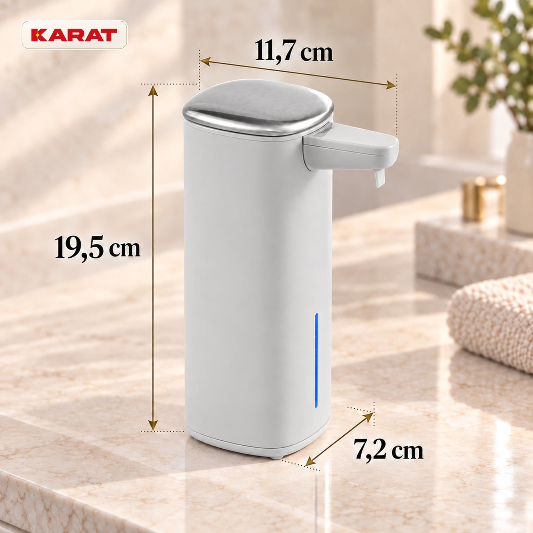 Automatisk skumsæbedispenser | Liora | Berøringsfri sæbedispenser med sensor, USB-C-batteri & rustfrit stål | 250 ml