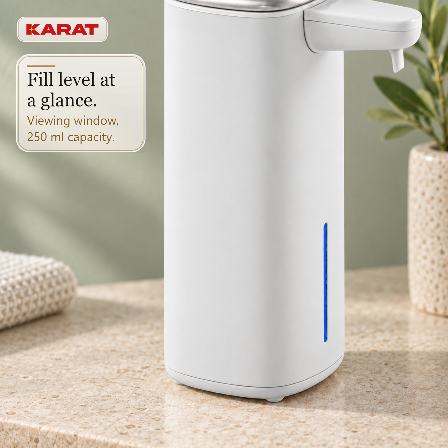 Automatisk skumsæbedispenser | Liora | Berøringsfri sæbedispenser med sensor, USB-C-batteri & rustfrit stål | 250 ml