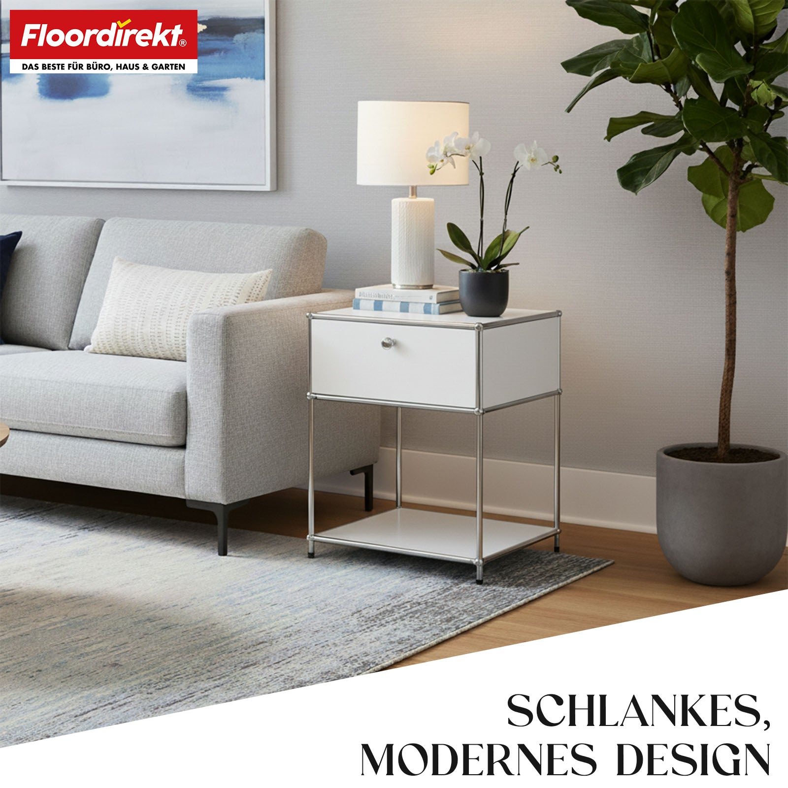 Metallreol | Concept Epure MK-139 | Side- og opbevaringsreol med skuffe og hylder | Fås i flere farver