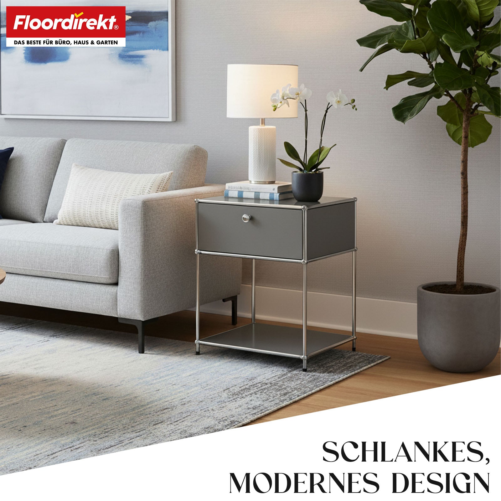 Metallreol | Concept Epure MK-139 | Side- og opbevaringsreol med skuffe og hylder | Fås i flere farver