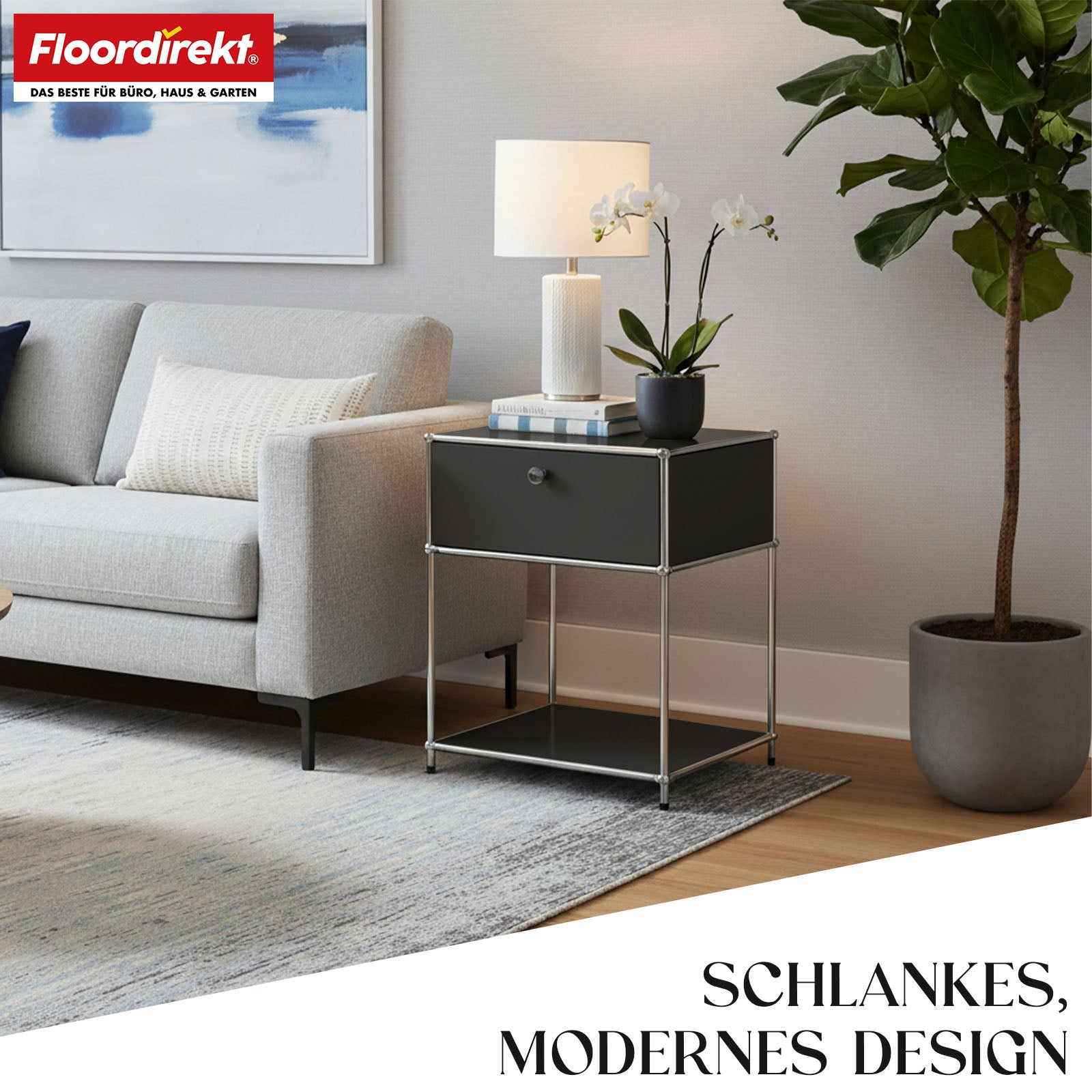 Metallreol | Concept Epure MK-139 | Side- og opbevaringsreol med skuffe og hylder | Fås i flere farver