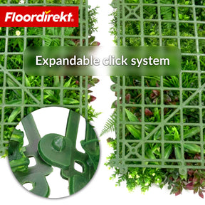 Plantevæg | Hera | Naturtro, vedligeholdelsesfrit kunstplante-panel | Solbestandig & udvidelig med klik-system | 100 × 100 cm