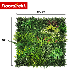 Plantevæg | Meadow | Naturtro kunstplante-panel, solbestandig & vedligeholdelsesfri | Udvideligt klik-system | 100 × 100 cm