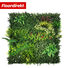 Plantevæg | Meadow | Naturtro kunstplante-panel, solbestandig & vedligeholdelsesfri | Udvideligt klik-system | 100 × 100 cm
