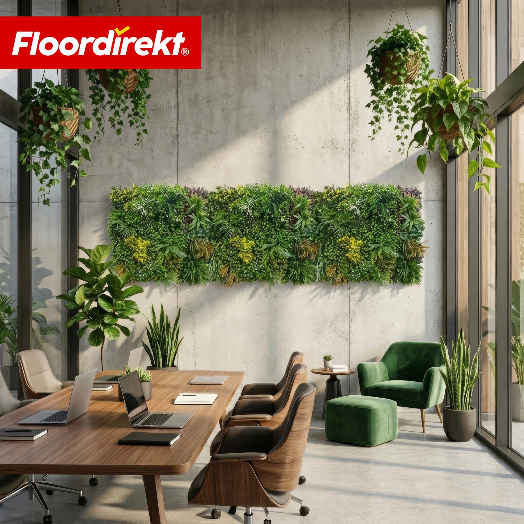 Plantevæg | Spring Garden | Naturtro, vedligeholdelsesfrit grønpanel | Solbestandig & udvidelig med klik-system | 100 × 100 cm