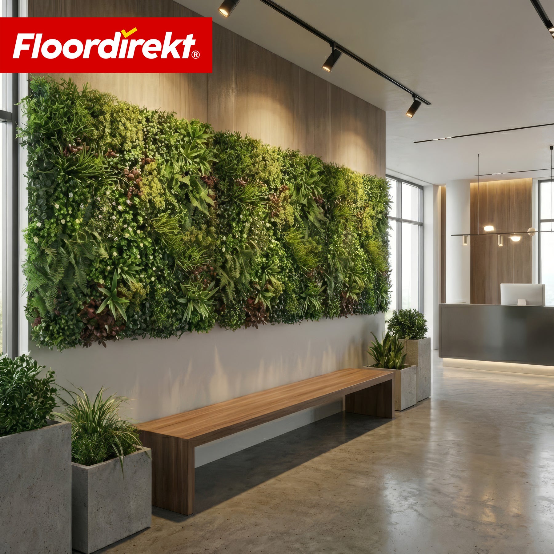 Plantevæg | Wonderland | Naturtro kunstplante-panel | Formstabil, solbestandig & udvidelig | 100 × 100 cm