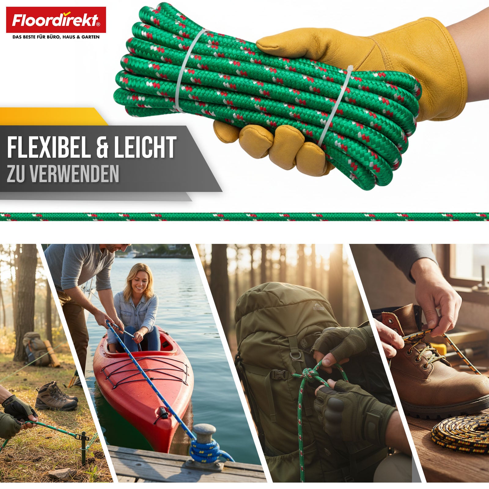 Polypropylen reb | K2 | Rivfast, UV-bestandigt og flydende universalreb | Fås i mange farver, tykkelser og længder