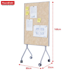 Mobil præsentationstavle | Giant | Dobbeltsidet filtstavle 80 x 120 cm med låsbare hjul og hylde | Fås i flere farver