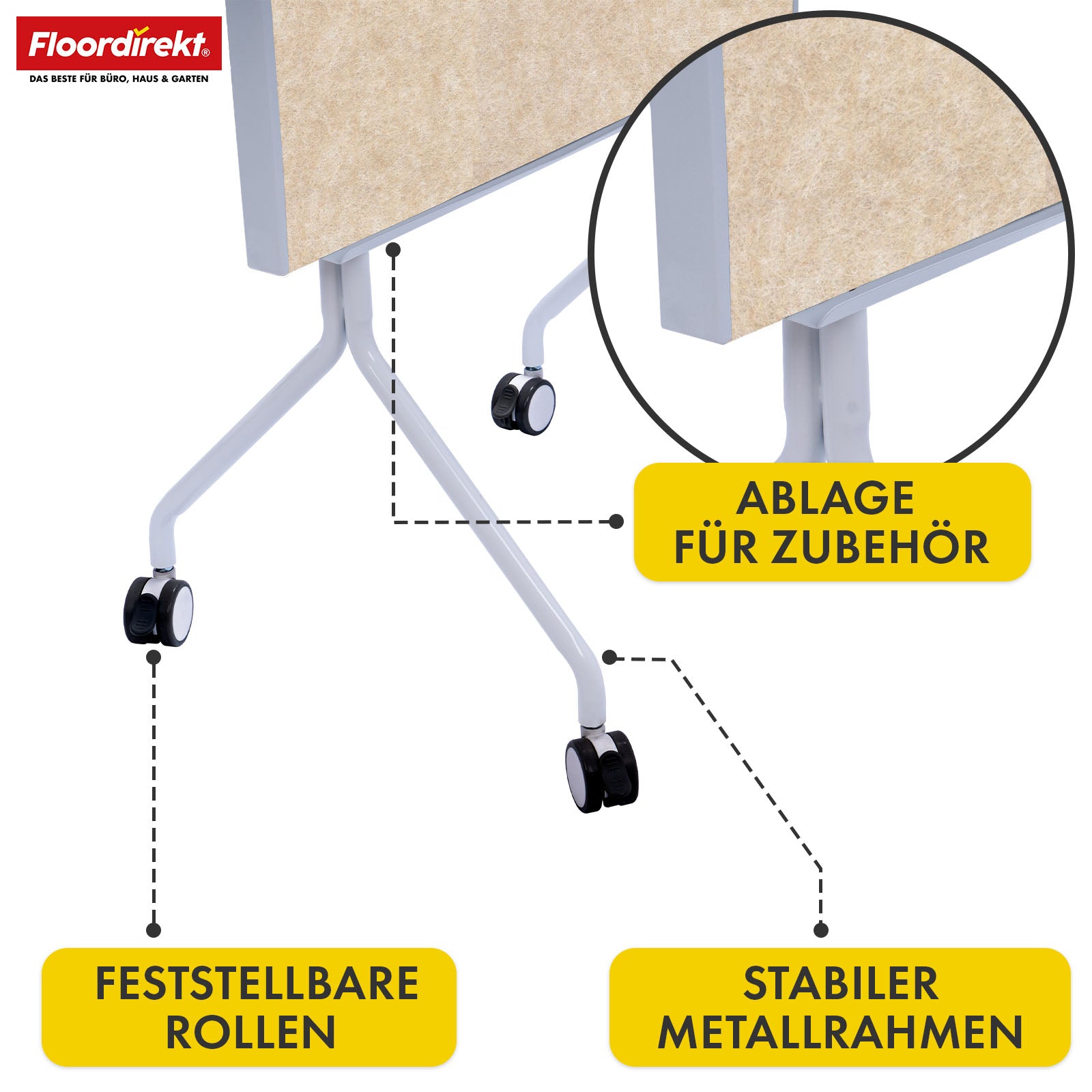 Mobil præsentationstavle | Giant | Dobbeltsidet filtstavle 80 x 120 cm med låsbare hjul og hylde | Fås i flere farver