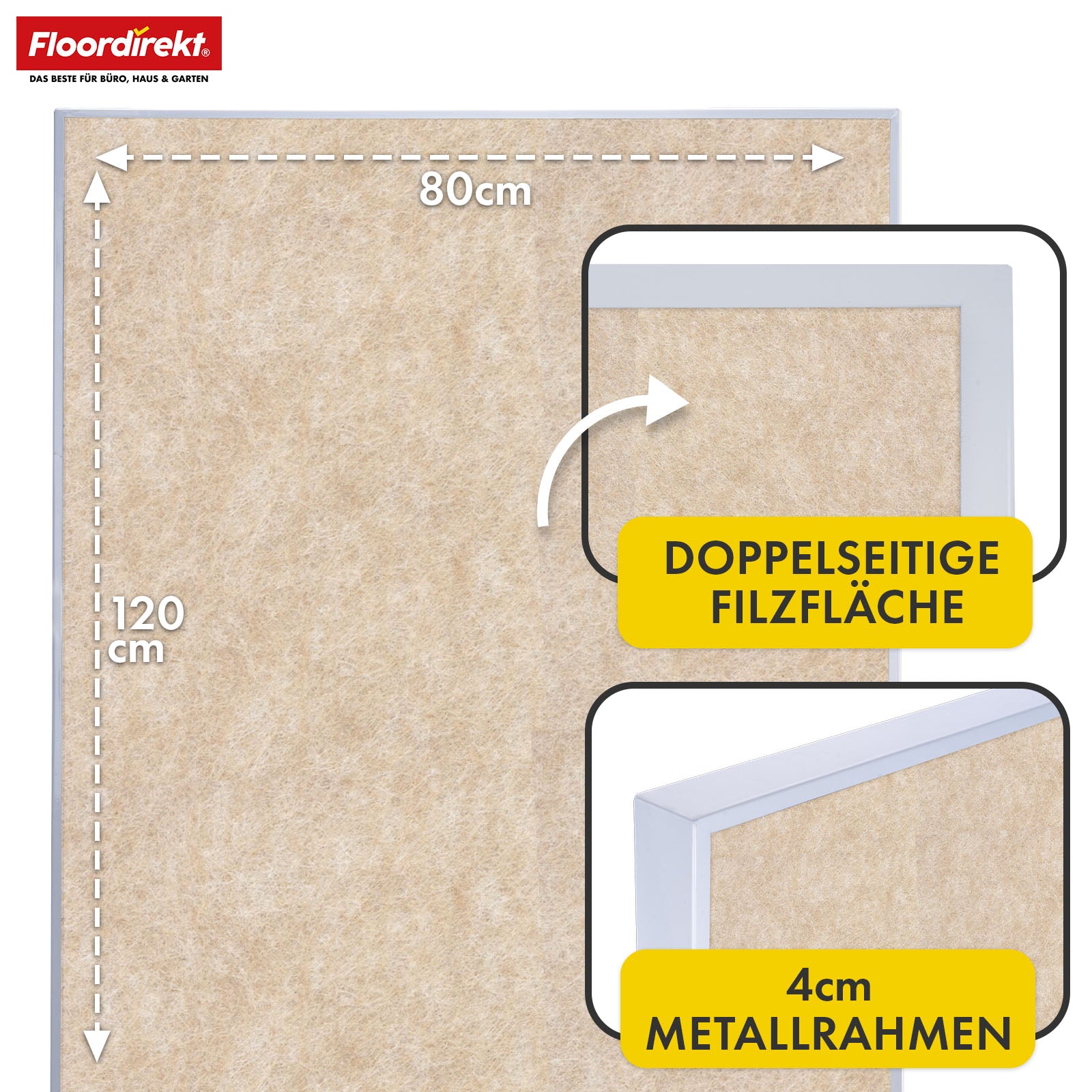 Mobil præsentationstavle | Giant | Dobbeltsidet filtstavle 80 x 120 cm med låsbare hjul og hylde | Fås i flere farver