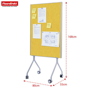 Mobil præsentationstavle | Giant | Dobbeltsidet filtstavle 80 x 120 cm med låsbare hjul og hylde | Fås i flere farver