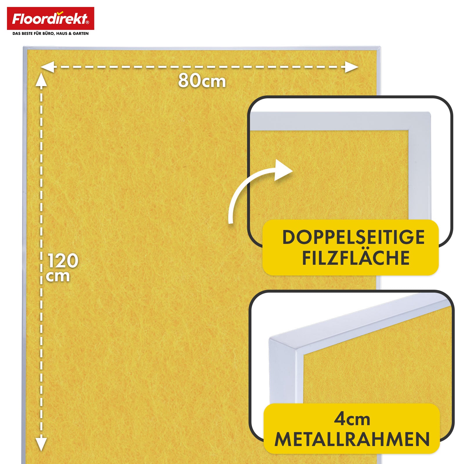 Mobil præsentationstavle | Giant | Dobbeltsidet filtstavle 80 x 120 cm med låsbare hjul og hylde | Fås i flere farver