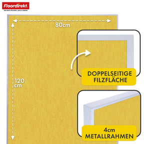 Mobil præsentationstavle | Giant | Dobbeltsidet filtstavle 80 x 120 cm med låsbare hjul og hylde | Fås i flere farver