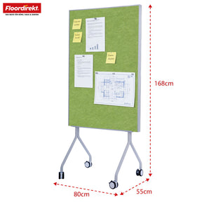 Mobil præsentationstavle | Giant | Dobbeltsidet filtstavle 80 x 120 cm med låsbare hjul og hylde | Fås i flere farver