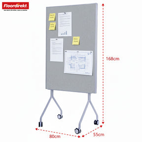 Mobil præsentationstavle | Giant | Dobbeltsidet filtstavle 80 x 120 cm med låsbare hjul og hylde | Fås i flere farver