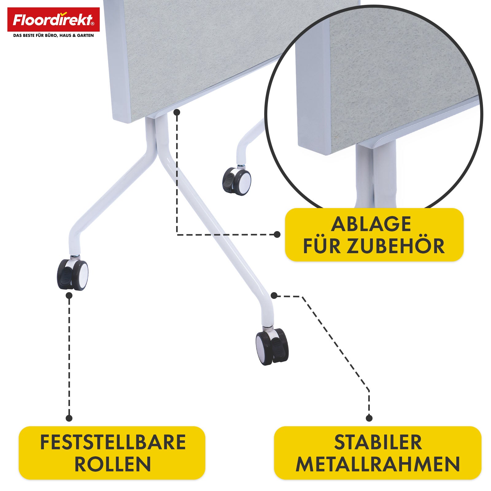 Mobil præsentationstavle | Giant | Dobbeltsidet filtstavle 80 x 120 cm med låsbare hjul og hylde | Fås i flere farver