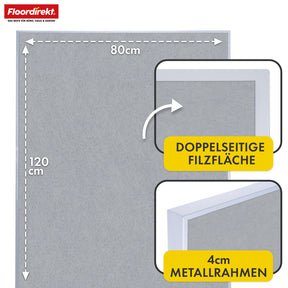 Mobil præsentationstavle | Giant | Dobbeltsidet filtstavle 80 x 120 cm med låsbare hjul og hylde | Fås i flere farver