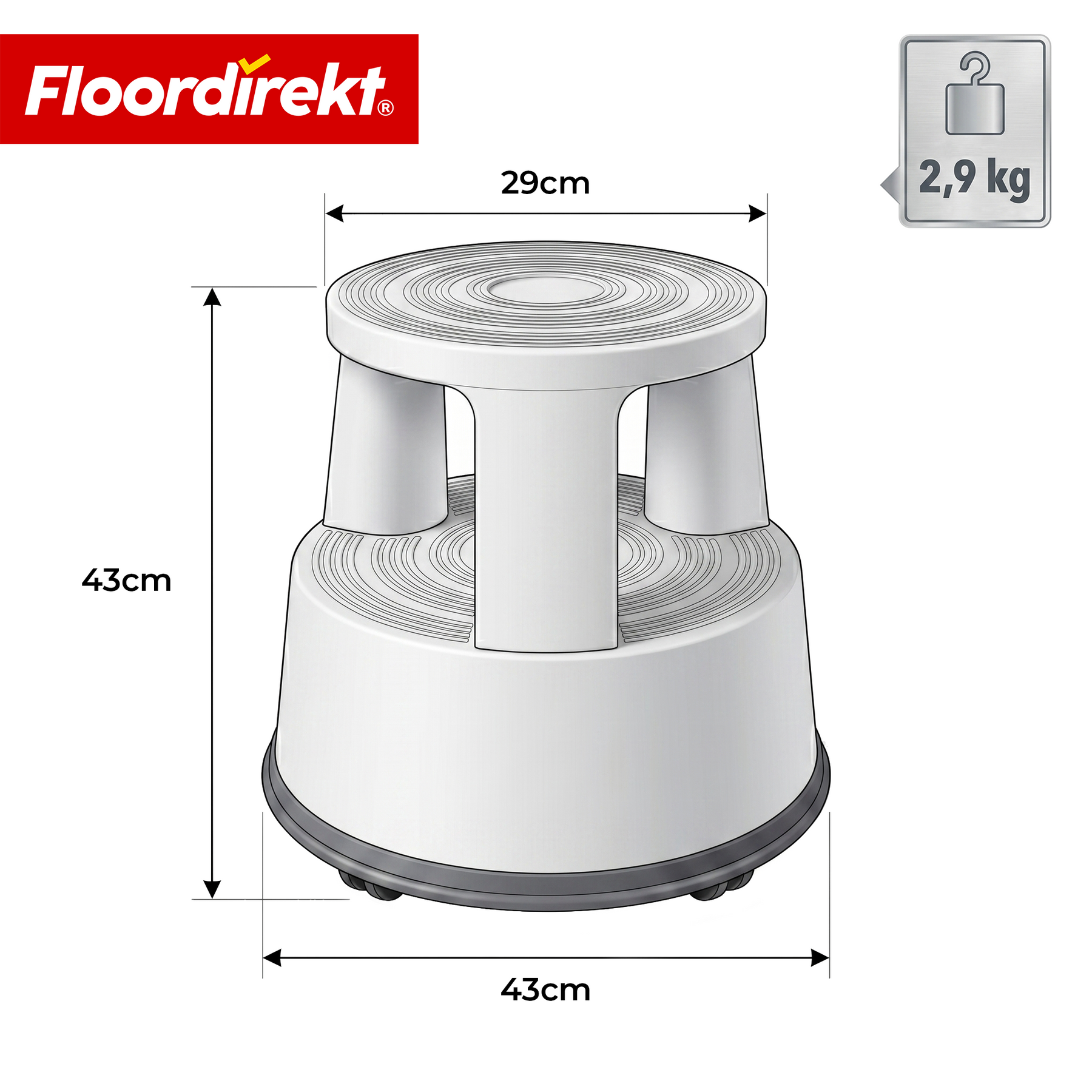 Rullehocker | Plast trin med hjul (elefantfod) | skridsikker & TÜV-certificeret