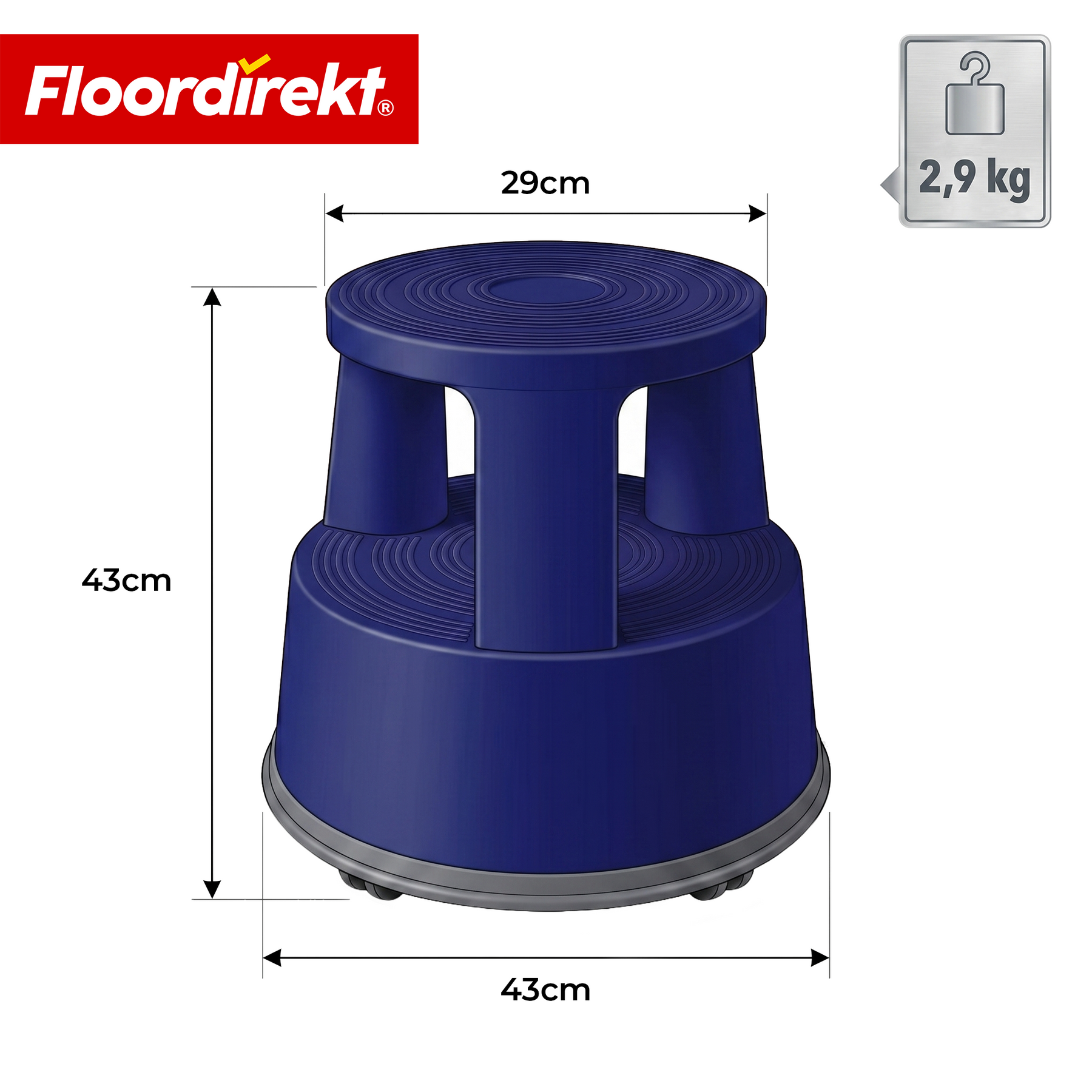 Rullehocker | Plast trin med hjul (elefantfod) | skridsikker & TÜV-certificeret