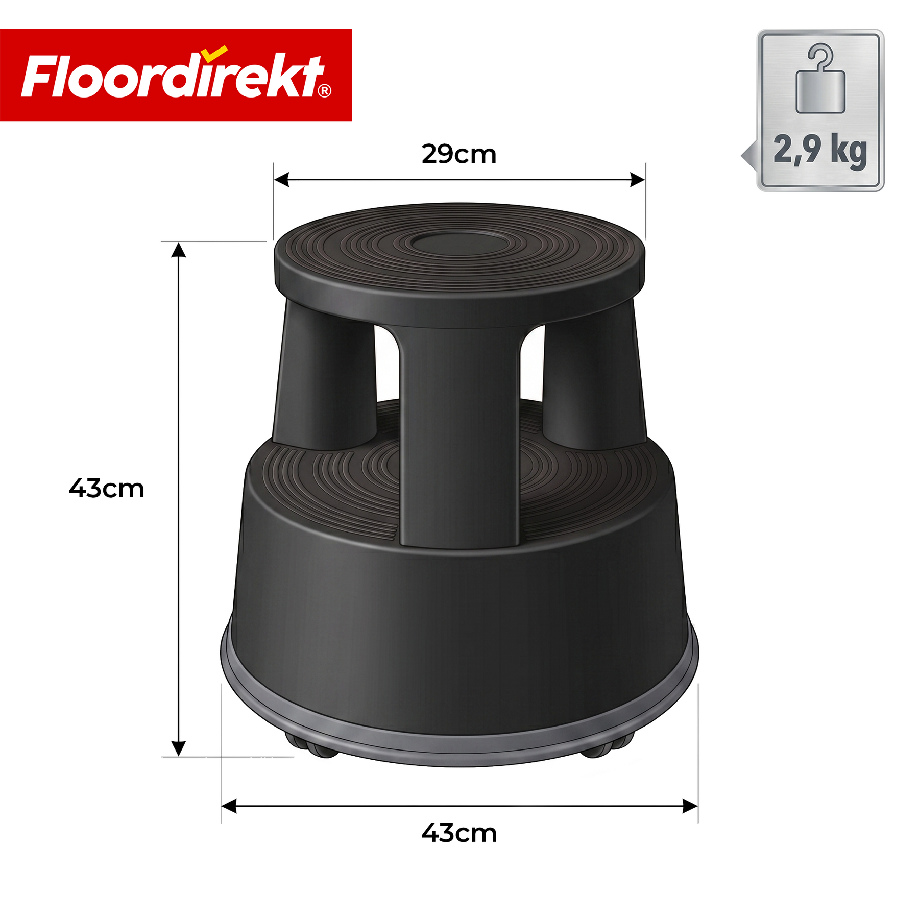 Rullehocker | Plast trin med hjul (elefantfod) | skridsikker & TÜV-certificeret
