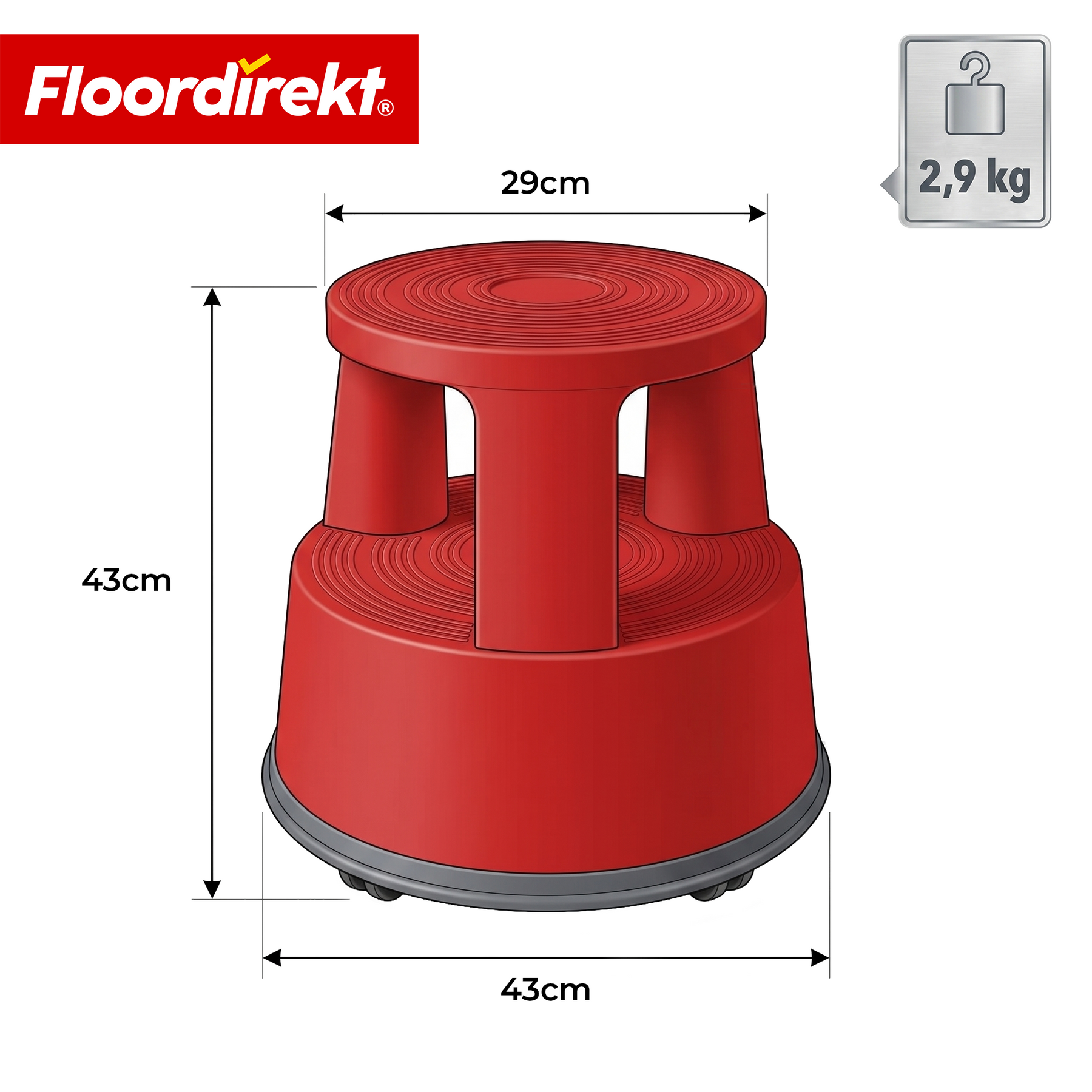 Rullehocker | Plast trin med hjul (elefantfod) | skridsikker & TÜV-certificeret