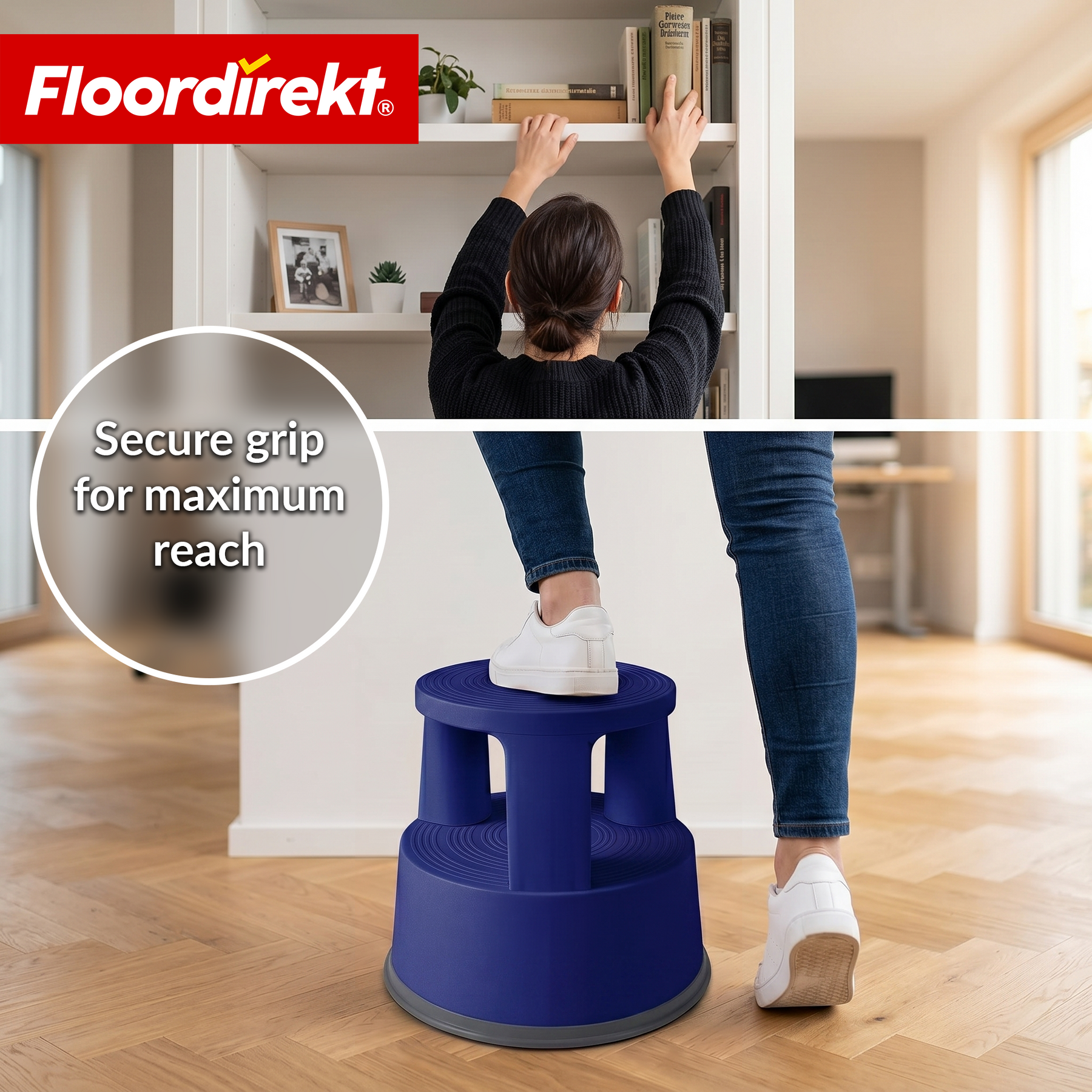 Rullehocker | Plast trin med hjul (elefantfod) | skridsikker & TÜV-certificeret