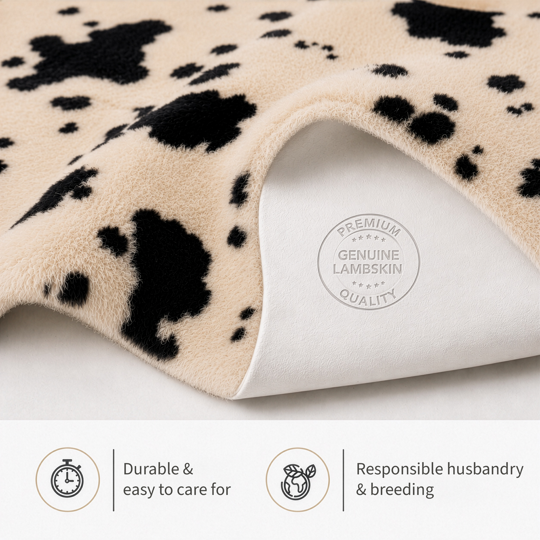 Design lammeskind | Audrey | Ægte lammeskind af 100 % fåreuld | Blødt & Naturligt