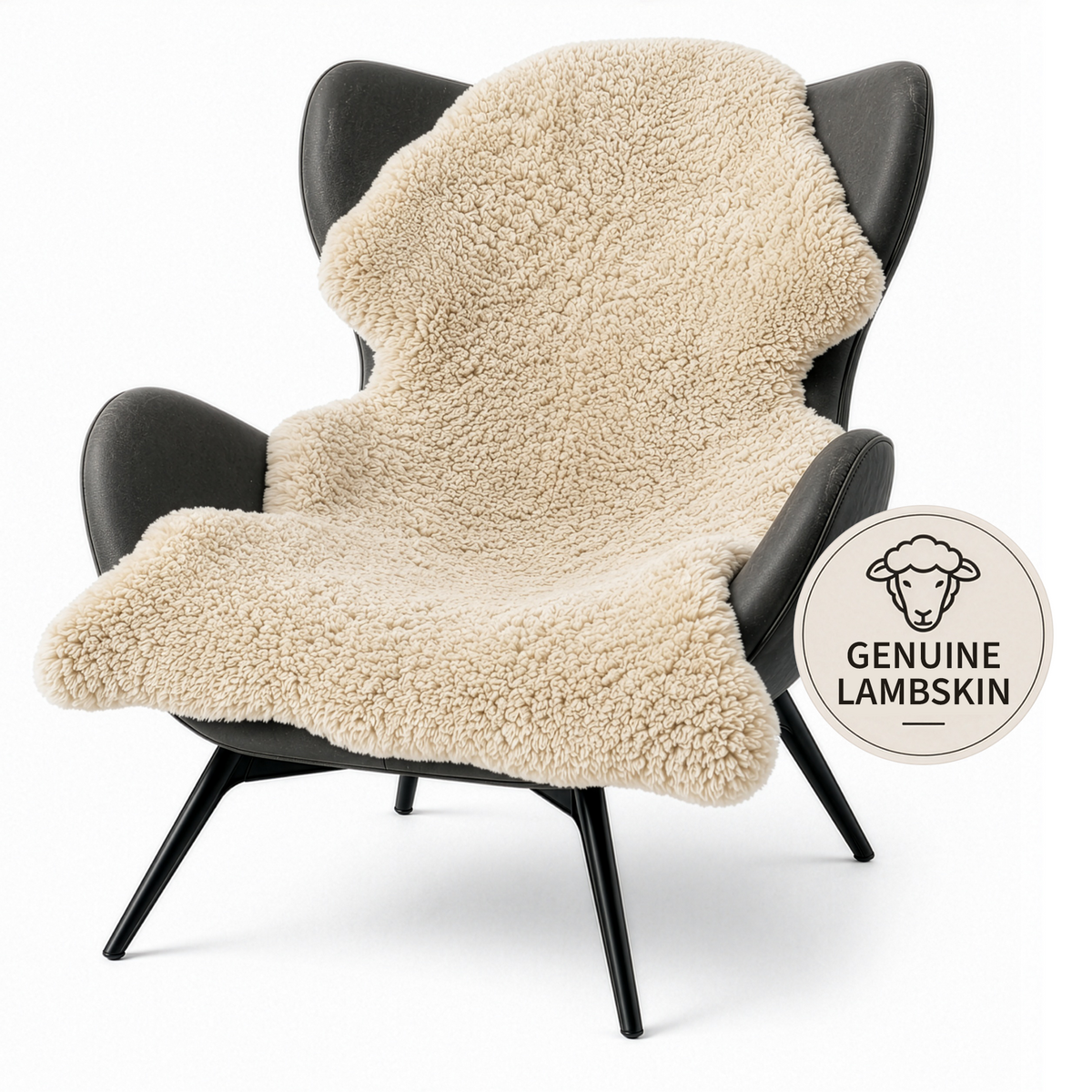 Design lammeskind | Audrey | Ægte lammeskind af 100 % fåreuld | Blødt & Naturligt