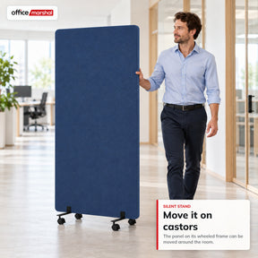 Akustisk skillevæg på hjul | Silent Stand | Mobil rumdeler i polyester til kontor | 3 størrelser