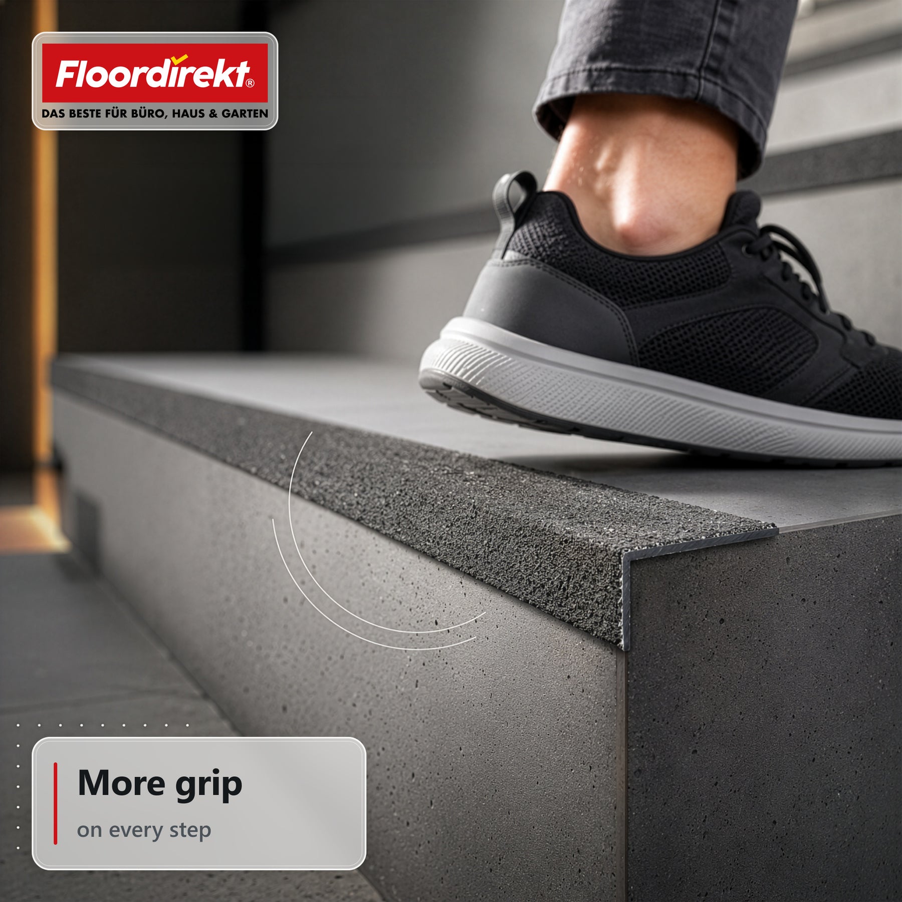 Trappekantprofil | Core | Skridsikkert GFK-trappeprofil med aluminiumoxid-belægning