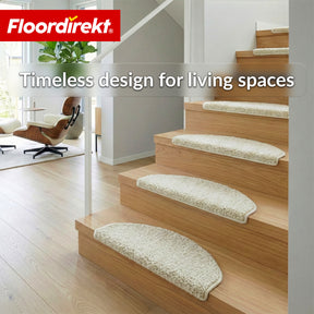 Trappemåtter | Madrid | Halvrund shaggy trappetrinsmåtte, selvklæbende & lyddæmpende