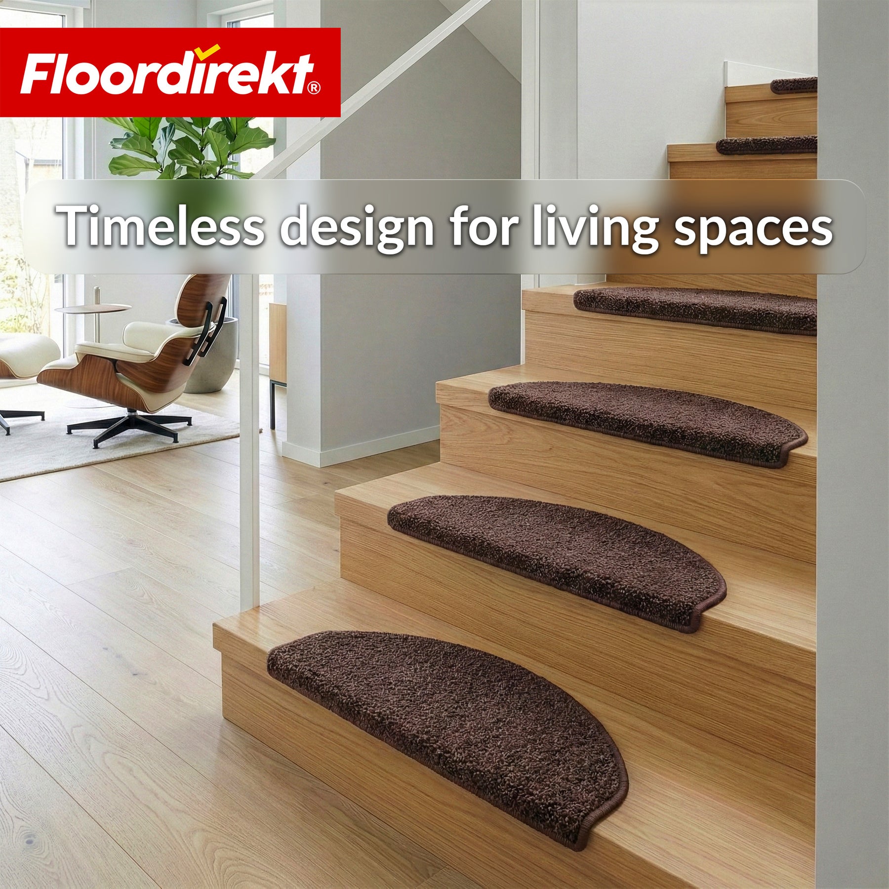 Trappemåtter | Madrid | Halvrund shaggy trappetrinsmåtte, selvklæbende & lyddæmpende