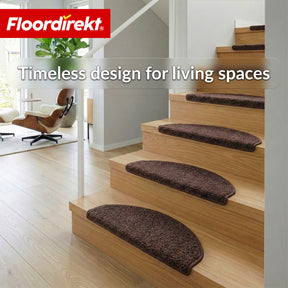Trappemåtter | Madrid | Halvrund shaggy trappetrinsmåtte, selvklæbende & lyddæmpende
