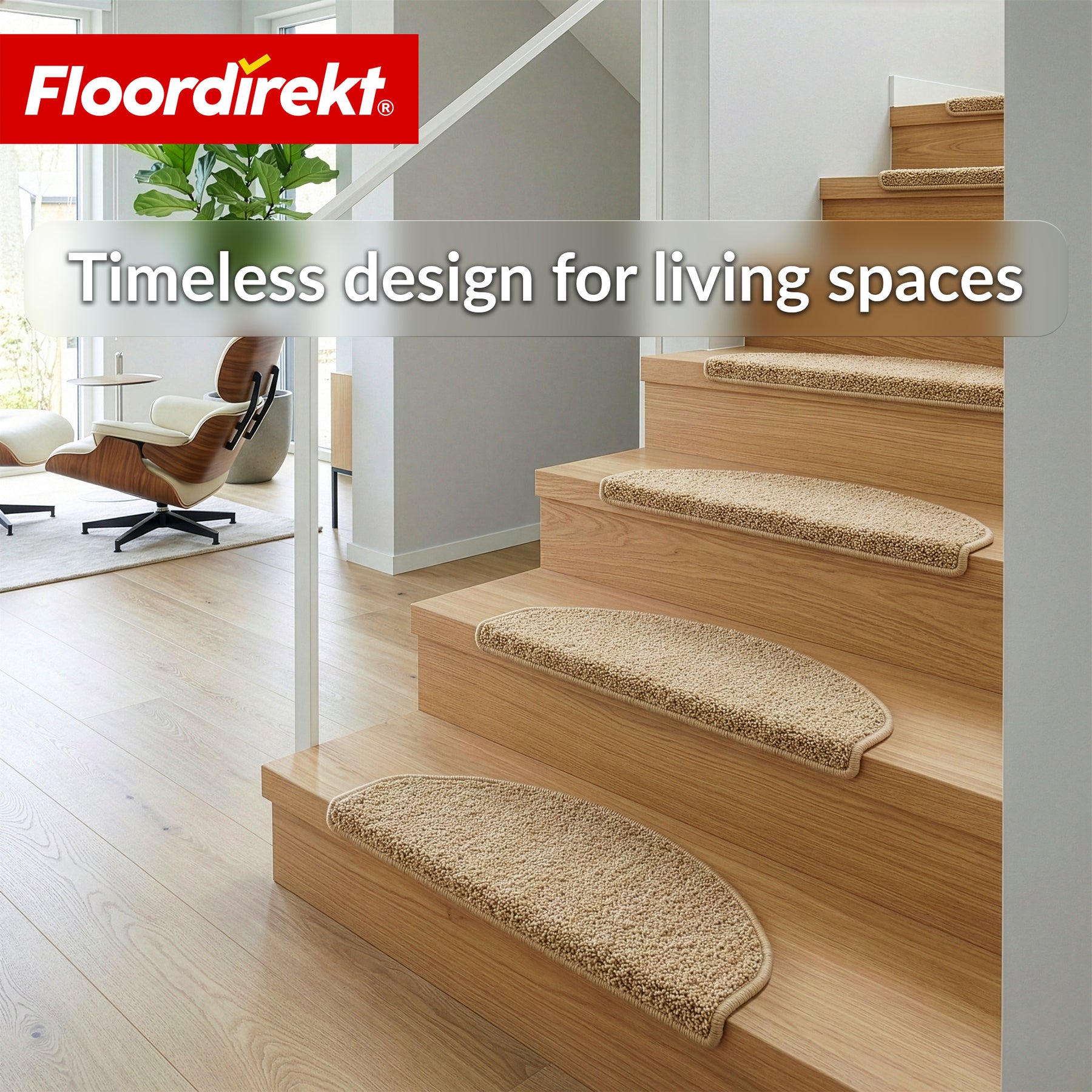 Trappemåtter | Madrid | Halvrund shaggy trappetrinsmåtte, selvklæbende & lyddæmpende