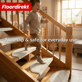 Trappemåtter | Madrid | Halvrund shaggy trappetrinsmåtte, selvklæbende & lyddæmpende