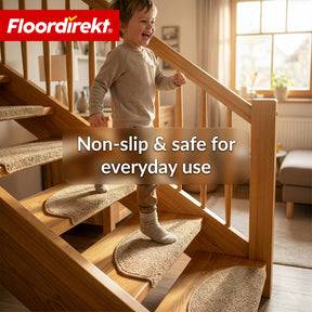 Trappemåtter | Madrid | Halvrund shaggy trappetrinsmåtte, selvklæbende & lyddæmpende