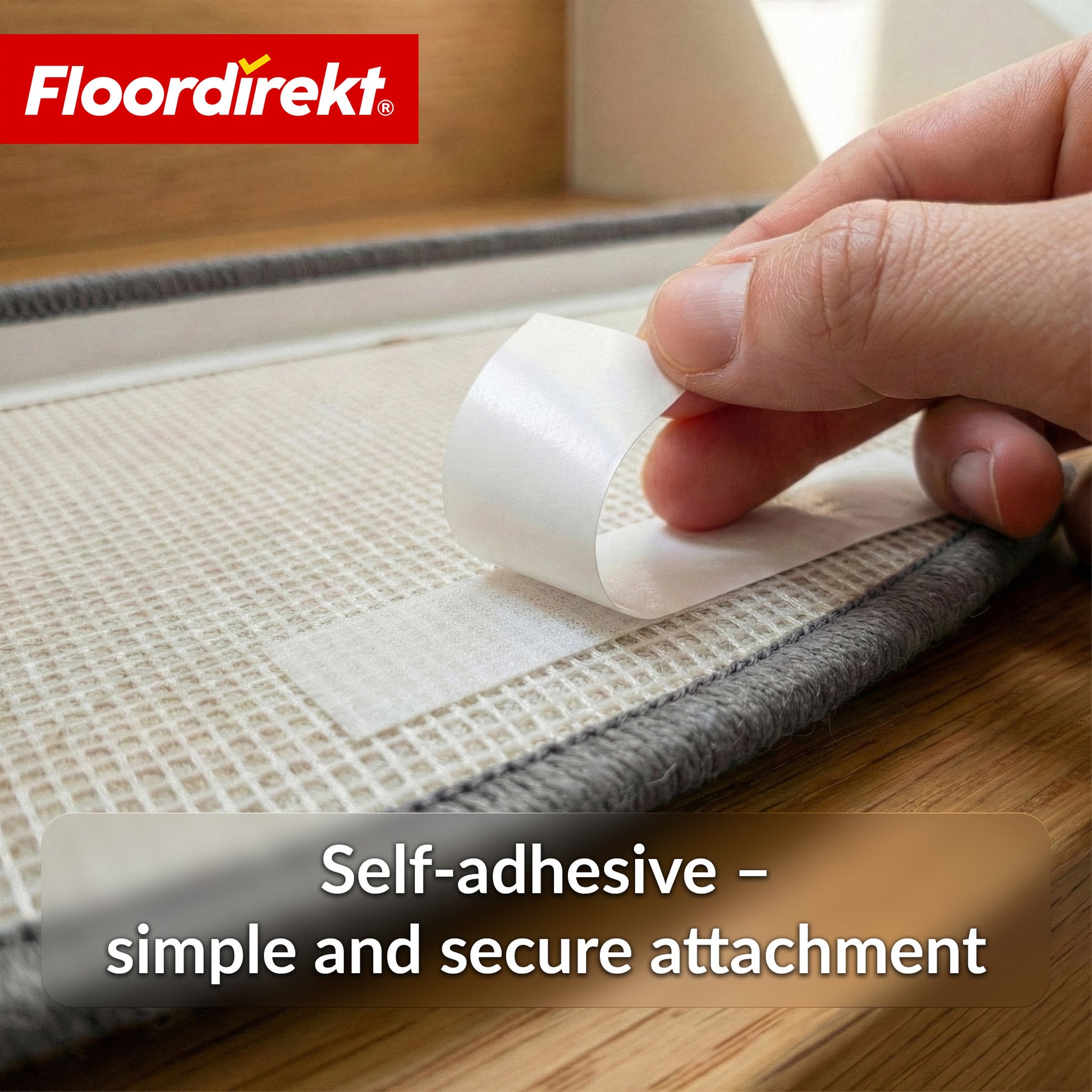 Trappemåtter | Madrid | Halvrund shaggy trappetrinsmåtte, selvklæbende & lyddæmpende