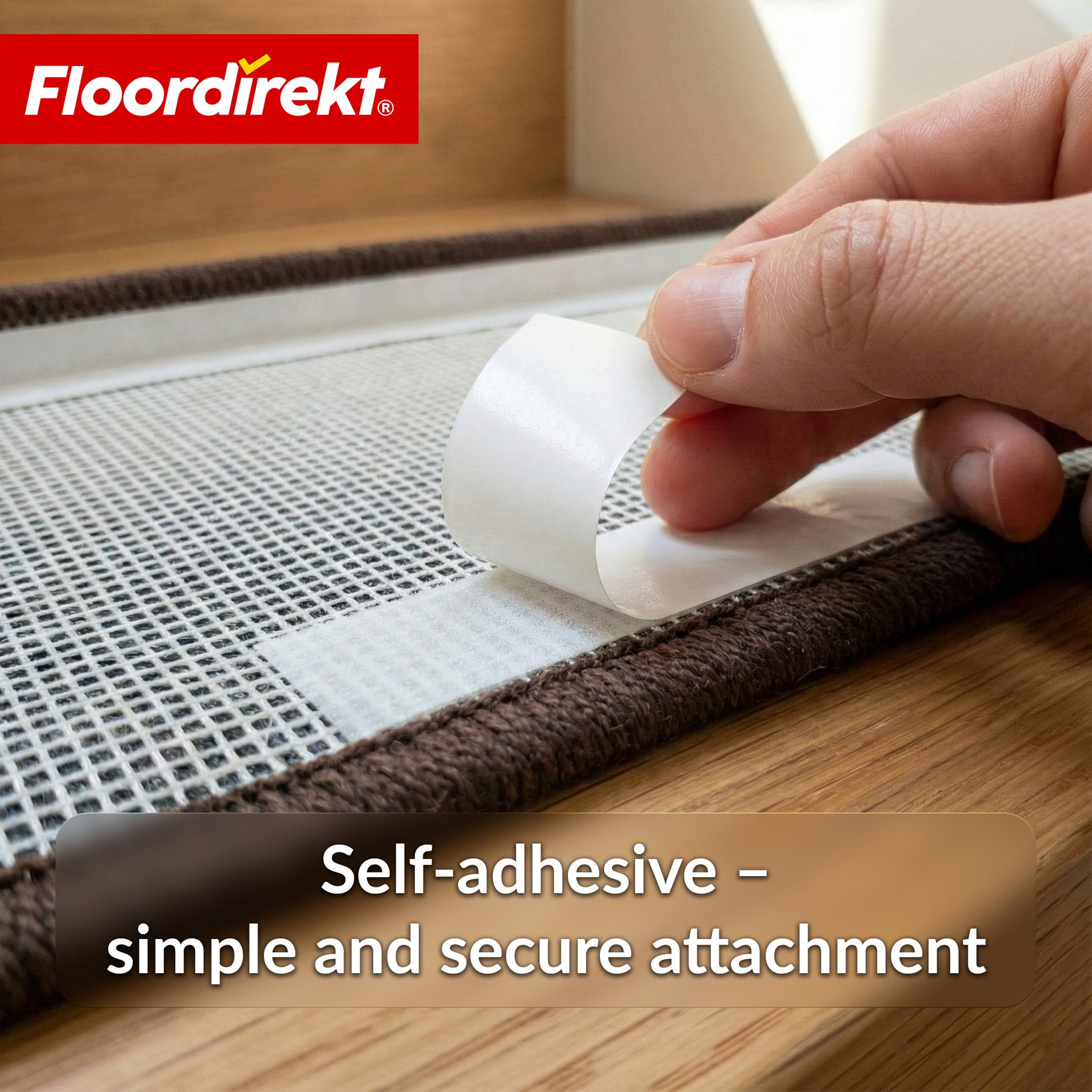 Trappemåtter | Madrid | Halvrund shaggy trappetrinsmåtte, selvklæbende & lyddæmpende