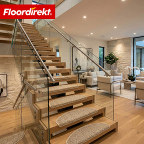 Trappemåtter | Madrid | Halvrund shaggy trappetrinsmåtte, selvklæbende & lyddæmpende