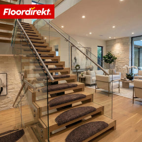 Trappemåtter | Madrid | Halvrund shaggy trappetrinsmåtte, selvklæbende & lyddæmpende