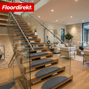 Trappemåtter | Madrid | Halvrund shaggy trappetrinsmåtte, selvklæbende & lyddæmpende