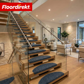 Trappemåtter | Madrid | Halvrund shaggy trappetrinsmåtte, selvklæbende & lyddæmpende