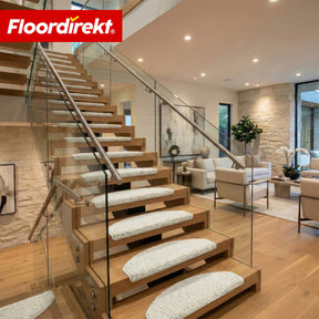 Trappemåtter | Madrid | Halvrund shaggy trappetrinsmåtte, selvklæbende & lyddæmpende