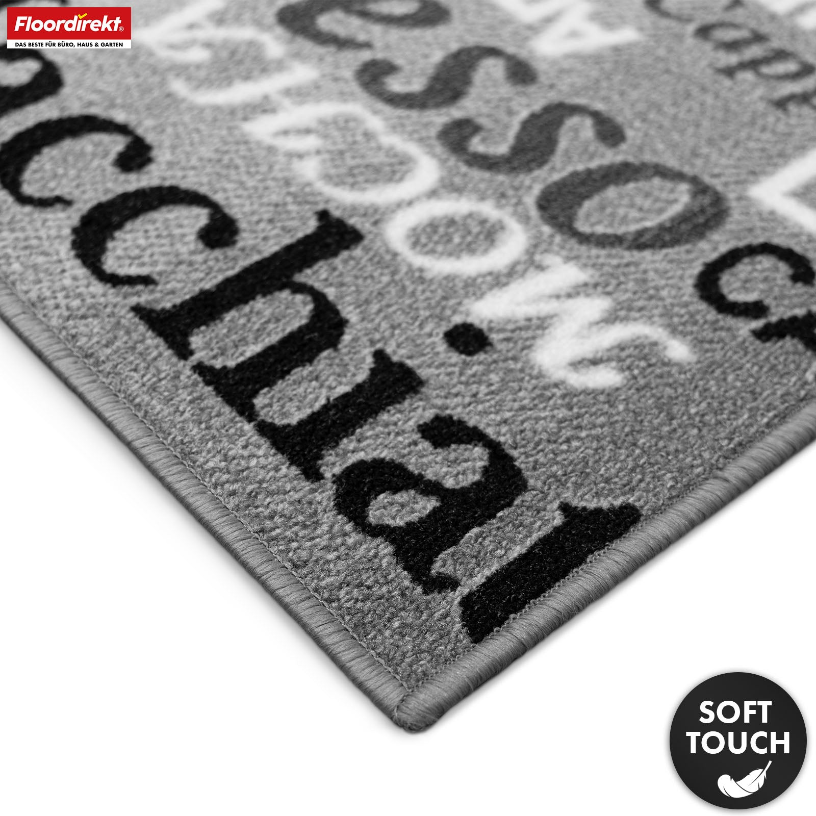 Tæppeløber | Coffee | Moderne køkkenløber med kaffemotiver | Skridsikker, slidstærk & nem at rengøre