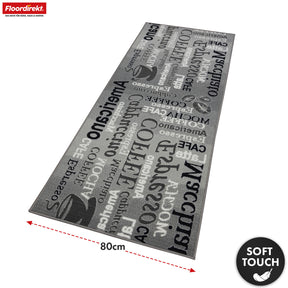 Tæppeløber | Coffee | Moderne køkkenløber med kaffemotiver | Skridsikker, slidstærk & nem at rengøre