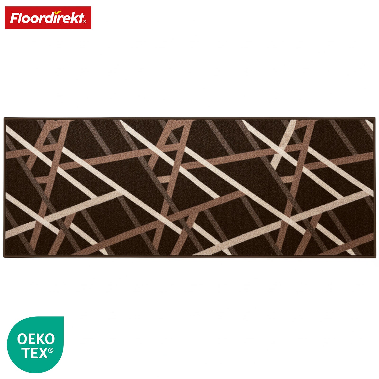 Løber Printed | I antracit & brun | Moderne tæppeløber med stribet design & skridsikker gelbagside | Slidstærk & nem at vedligeholde