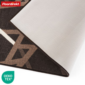 Løber Printed | I antracit & brun | Moderne tæppeløber med stribet design & skridsikker gelbagside | Slidstærk & nem at vedligeholde