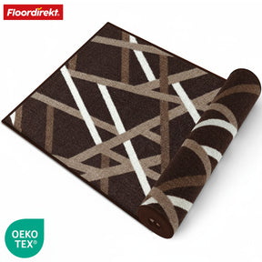 Løber Printed | I antracit & brun | Moderne tæppeløber med stribet design & skridsikker gelbagside | Slidstærk & nem at vedligeholde